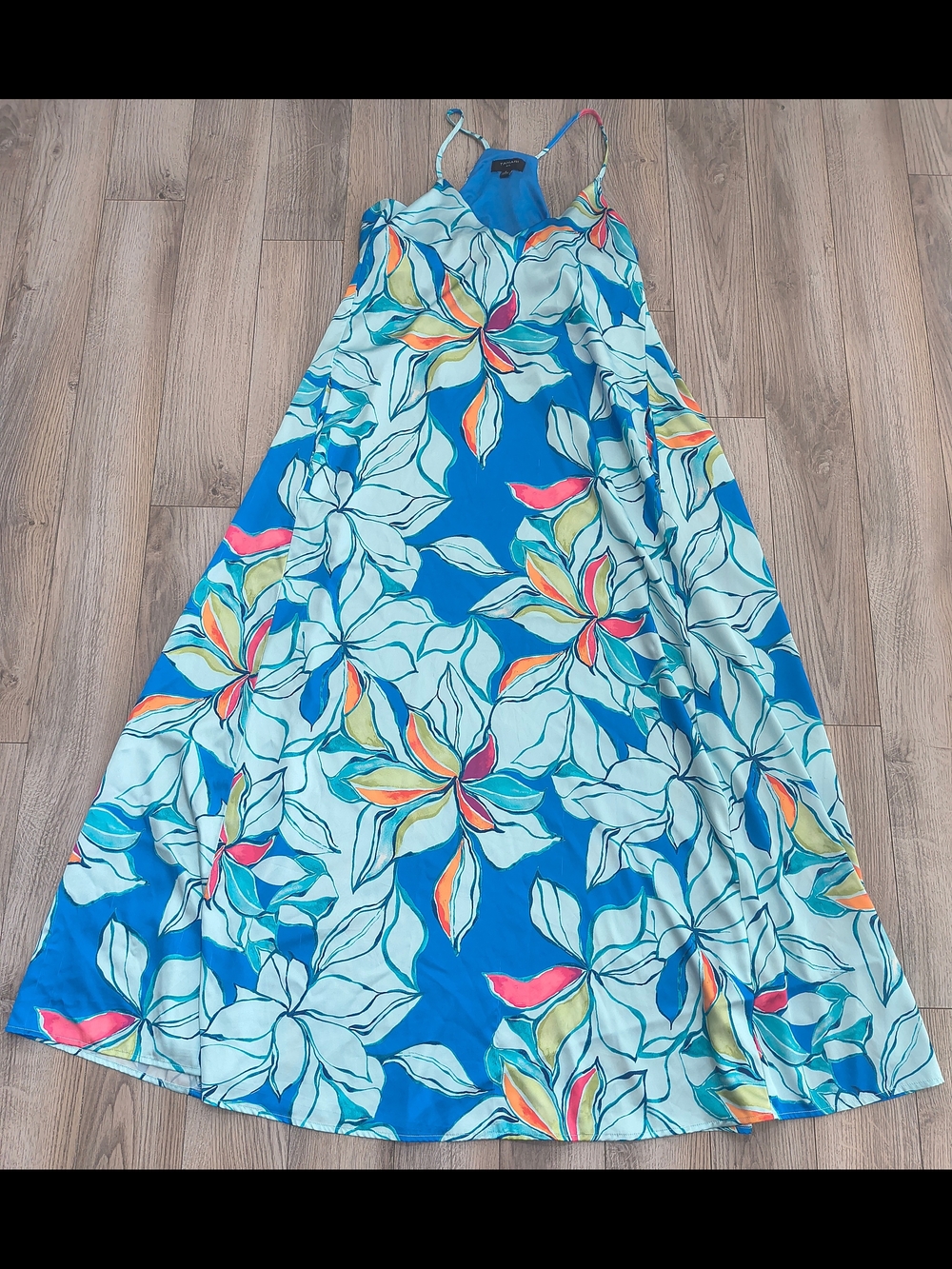 Tahari ASL Bright Blue Floral Dress